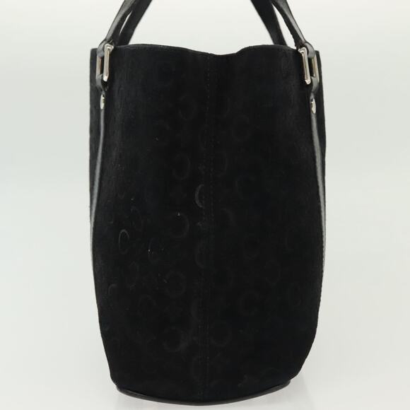 CELINE C Macadam Canvas Hand Bag Suede Black Silver - Picture 4 of 13